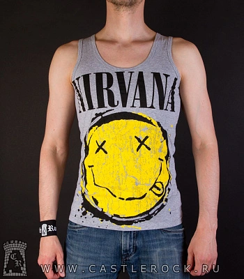 майка nirvana (смайл, серая)