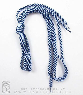 шнурки полосатые (сине-белые, круглое сечение)