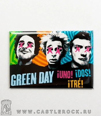 магнит прямоугольный green day "uno! dos! tre!" (горизонтальный)