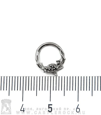 Кликер для септума Сталь Роза (кристаллы прозрачные)