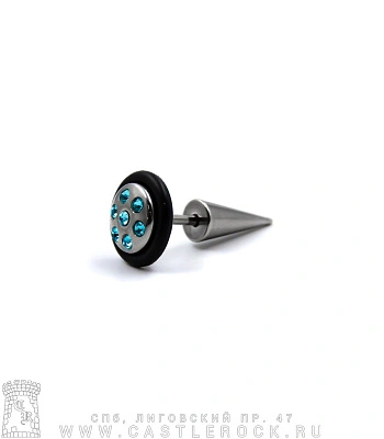 Обманка Плага Сталь с Шипом и Стразами (голубыми, с резинкой) 1,2 х 6 х 8/(5х12)