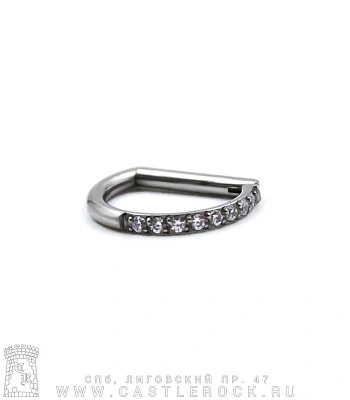 D-Образное Кольцо Кликер Титан 1,2 х 8 (кристаллы прозрачные сбоку)