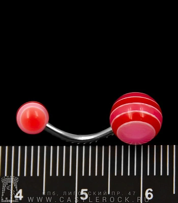 Банан Сталь с Акриловыми Шариками Полосы (красно-розовыми) 1,6 х 10 х 5/8