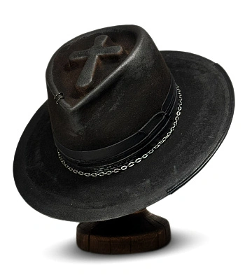 шляпа фетровая jack stone cross (крест, черная)