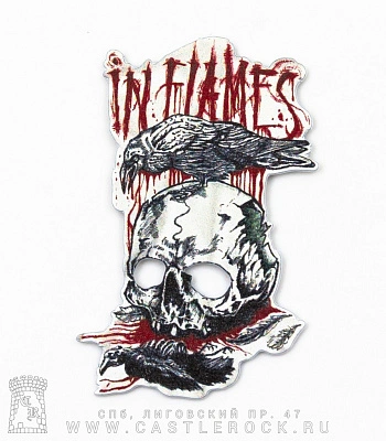 магнит металлический in flames (ворон на черепе)