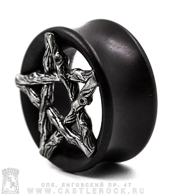 Плаг Дерево с Вставкой Пентаграмма 25 мм