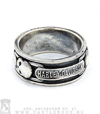кольцо harley-davidson (черепа и цепь)