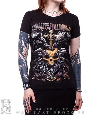 женская футболка powerwolf (щит)