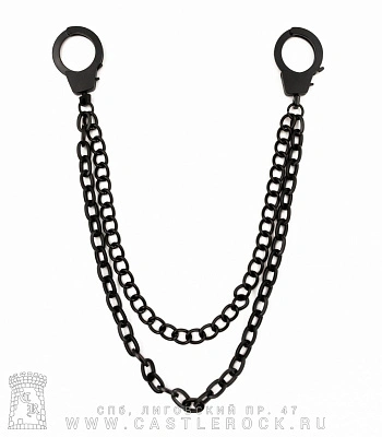 двойная цепь с наручниками (сувенирными, черная)