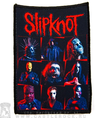 нашивка slipknot (маски, надпись красная)