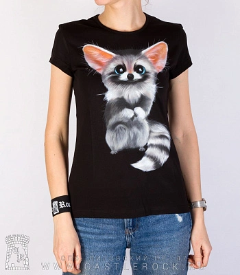 женская футболка лисичка фенек (светится)