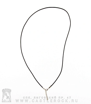 шнурок с застежкой черный (витой, круглое сечение, длинный)