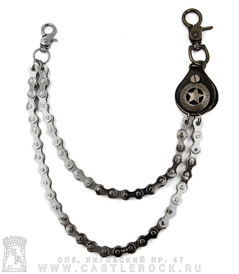 двойная цепь с карабином звезда (мотоциклетная)