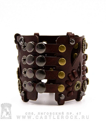 напульсник кожаный стимпанк коричневый (bspk-6)