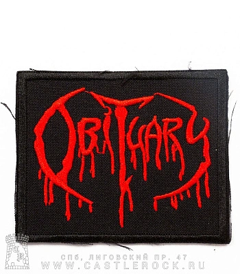 нашивка obituary (лого красное, вышивка)