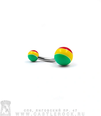 Банан Сталь с Акриловыми Шариками Полоса (раста) 1,6 х 10 х 5/8