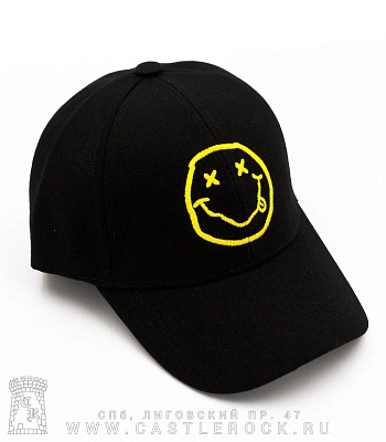 бейсболка nirvana (смайл, шесть клиньев, вышивка)