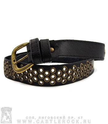 ремень кожаный 3 ряда блочки (шахматка, бронза)