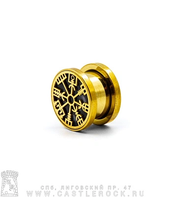 Плаг Сталь Золотистый Вегвизир Компас Викингов 12 мм