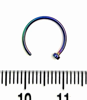 Кольцо для носа Сталь Разжимное "Бензиновое" со Стопором 0,8 х 10