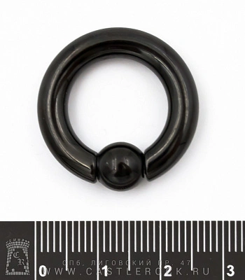 Кольцо BCR Хард Сталь Черное 5 х 16 х 8 (с пружинным шариком)