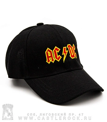 бейсболка ac/dc (лого, кант желтый, шесть клиньев, вышивка)