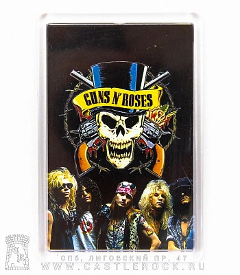 магнит прямоугольный guns'n'roses (группа, череп)