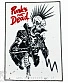 нашивка на спину punks not dead (скелет панка, белая)