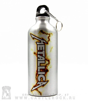 фляга с карабином metallica 600 мл (металлик)