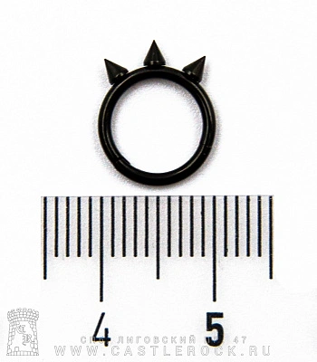 Сегментное Кольцо Кликер Сталь Черное с Шипами 1,2 х 8