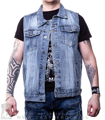 жилет джинсовый голубой (потертый) #2302