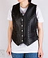 жилет кожаный женский first на пуговицах с потайным карманом (клепки)