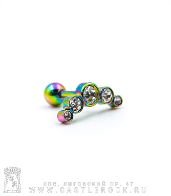 Микроштанга Сталь "Бензиновая" со Стразами (прозрачными) 1,2 х 6 х 4/13