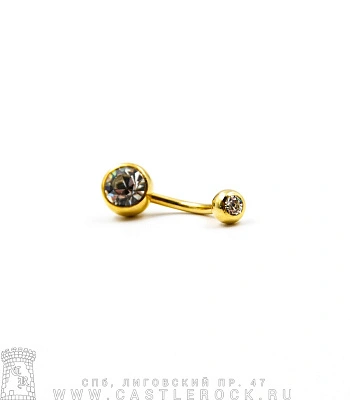 Банан Сталь Золотистый с Шариками со Стразами (прозрачным) 1,6 х 11 х 5/8