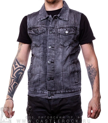 жилет джинсовый серый (прострочка узкая) 7082#, 7089#