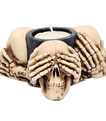 подсвечник черепа "не вижу. не слышу. не скажу"