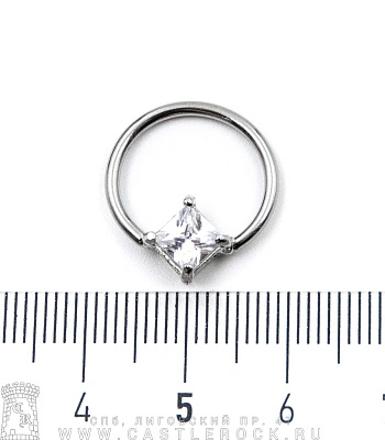 Кольцо BCR Сталь со Стразом (прозрачным) 1,6 х 14 х 9