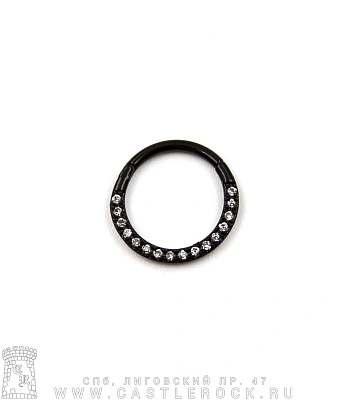 Сегментное Кольцо Кликер Черное 1,2 х 10 (стразы прозрачные)