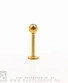 Лабрет Сталь Золотистый с Шариком со Стразом (прозрачным) 1,2 х 8 х 3