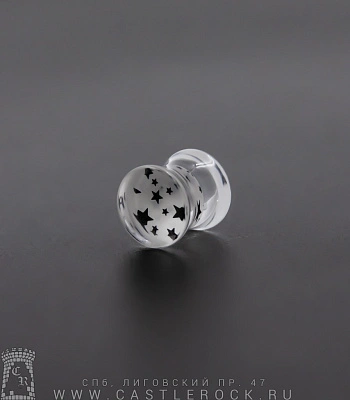 Плаг Акрил Звезды (прозрачный с белым) 8 мм