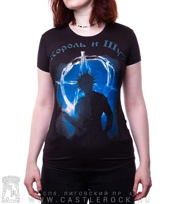 женская футболка король и шут горшенев (синий принт)