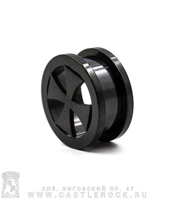 Плаг Сталь Черный Крест Железный 18 мм