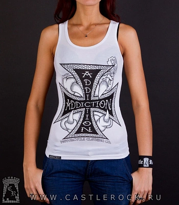 майка addiction крест мальтийский (белая)