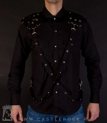 рубашка с длинным рукавом ремни черные с люверсом