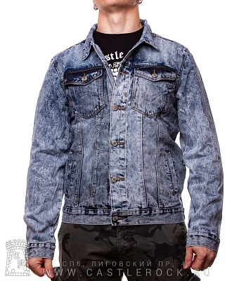 куртка джинсовая серо-голубая (потертая) 7009#