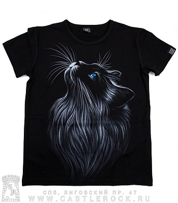 футболка детская кошка (голубые глаза, светится)