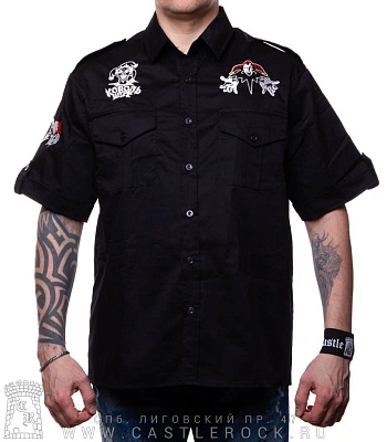 рубашка с коротким рукавом король и шут "punks not dead" (вышивка)