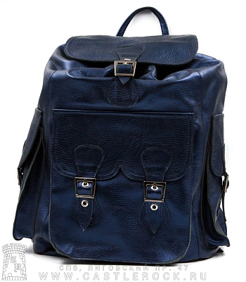 рюкзак кожаный o'skull синий (металлик, большой)