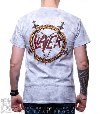 футболка slayer (орел, варенка, серая)