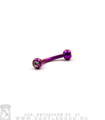 Микробанан Сталь Фиолетовый с Шариками со Стразами (прозрачными) 1,2 х 8 х 3/3